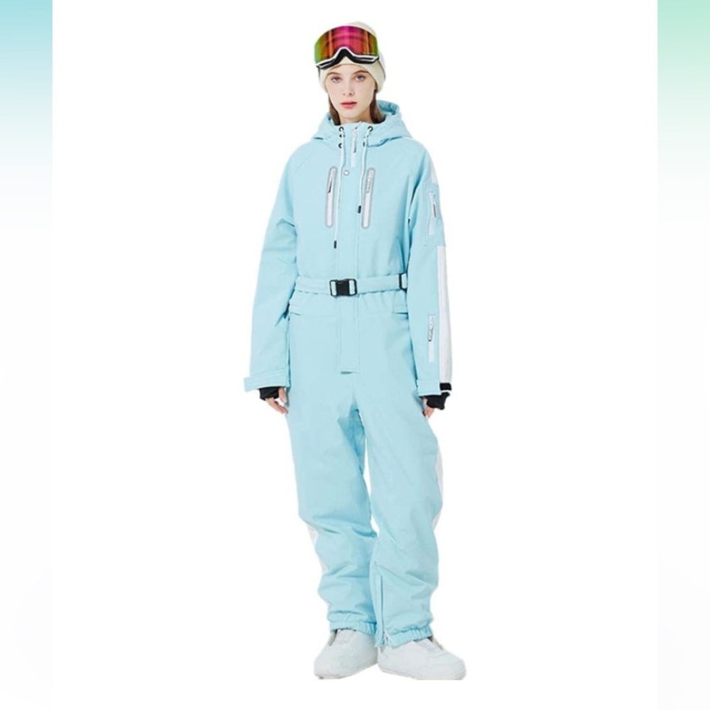 NWT ALSOGO BLUE Women One Piece Ski Suits Waterproof Insulated Snowsuit xs